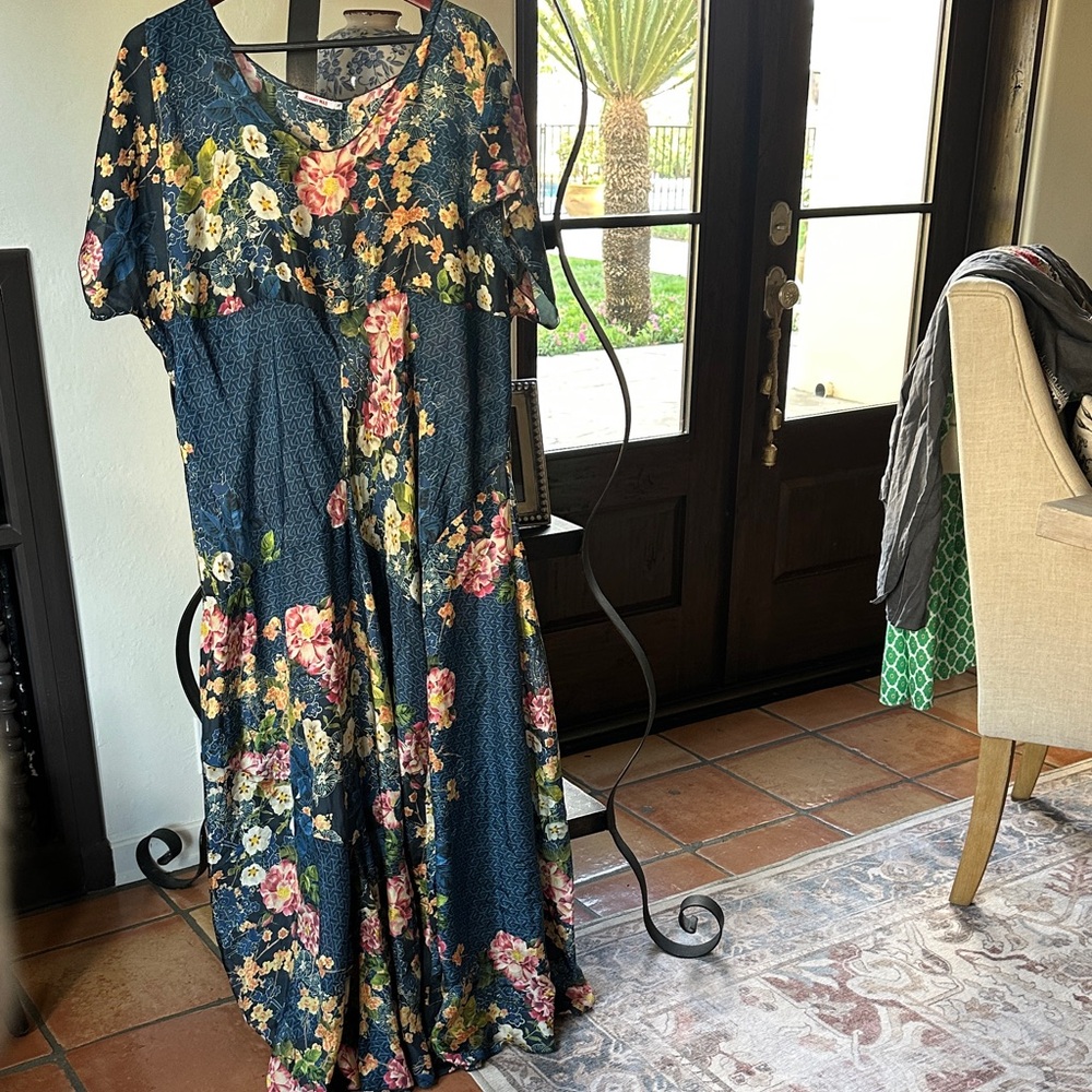 Johnny Was Navy Floral Maxi Dress